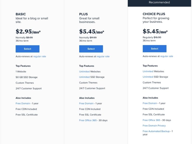 bluehost-pricing